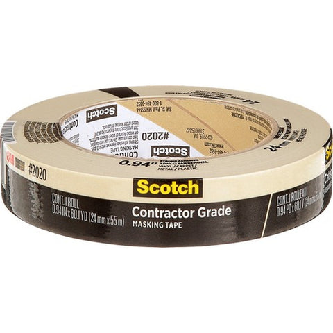 3M 2020-24A .94 x 60.1yd (24mm) Scotch Contractor Grade Masking Tape-1PK