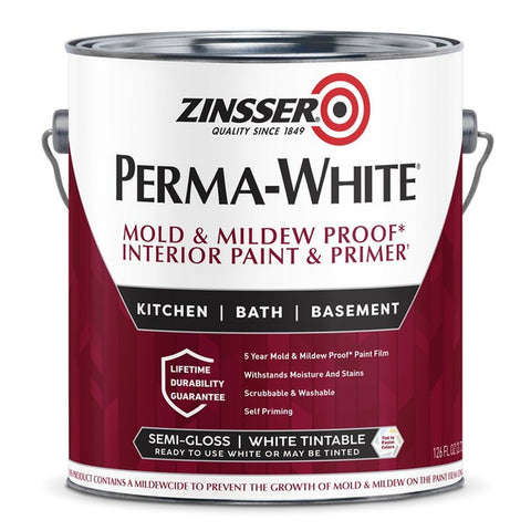 Zinsser 02761 1gal Semi Gloss Interior Permawhite Mold & Mildew Proof Paint-1PK
