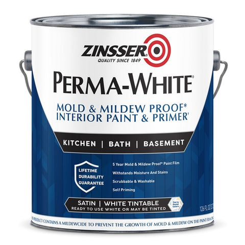 Zinsser 02711 1gal Satin Interior Permawhite Mold & Mildew Proof Paint-1PK