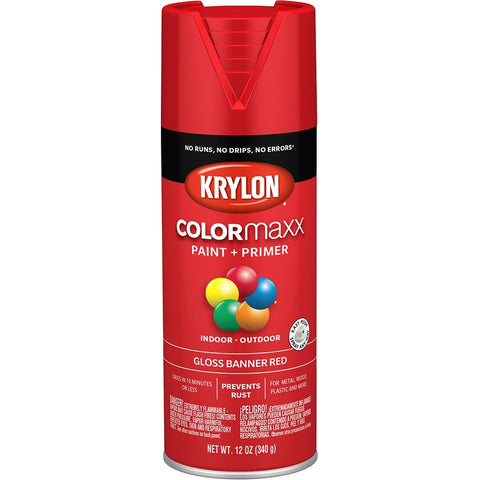 Krylon K05503007 12oz Gloss Banner Red COLORmaxx Spray Paint-1PK
