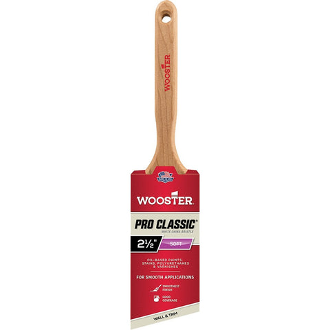 Wooster Z1222 2-1/2 Pro Classic White China Soft Bristle Angle Sash Paint Brush-1PK