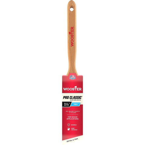 Wooster Z1293 1-1/2 Pro Classic Black China Firm Bristle Angle Sash Paint Brush-1PK