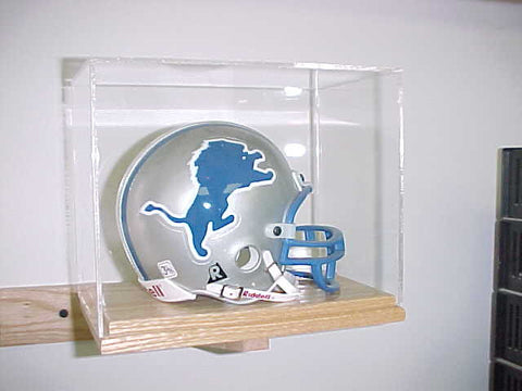 Mini Football Helmet Display case with A Oak Base 100038