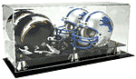 Double Mini Football Helmet Display case Black acrylic base 100191