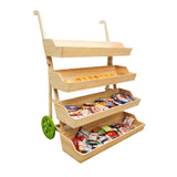 Wood Flower Cart Vending Cart Farmers Market Wagon Stand Retail Kiosk 44x57x36 101090 90 Day Lead Time