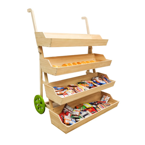 Wood Flower Cart Vending Cart Farmers Market Wagon Stand Retail Kiosk 44x57x36 101090 90 Day Lead Time