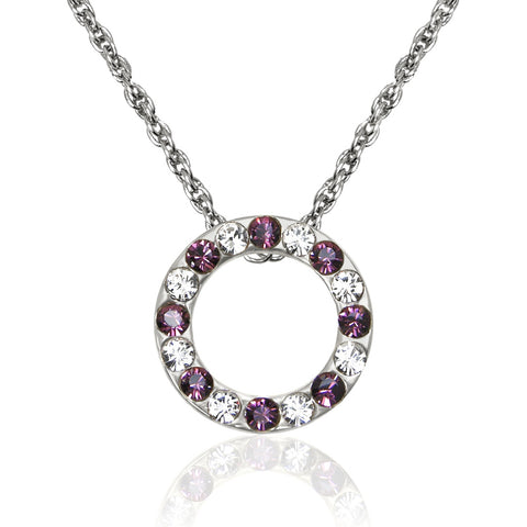 N587BS 02 Silver Birthstone Revrsbl Aus Crystal Necklace Feb