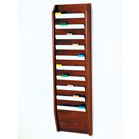Wall Mount Wood Magazine Holder 10 Pocket Letter Size 11 X 8.5 File Storage Display Rack Model CH17-10MH 104158