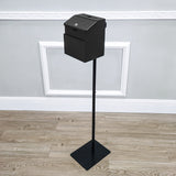 Black Metal Donation Box Floor Stand Lobby Foyer Tithes & Offering Suggestion 11065+11118-BLACK