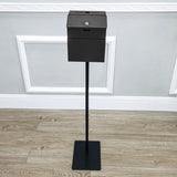 Black Metal Donation Box Floor Stand Lobby Foyer Tithes & Offering Suggestion 11065+11118-BLACK