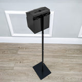 Black Metal Donation Box Floor Stand Lobby Foyer Tithes & Offering Suggestion 11065+11118-BLACK