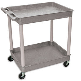 Luxor | H. Wilson Tray-Shelf Carts - 32"Wx24"D Shelf - 38-1/2"H - Gray 1119074