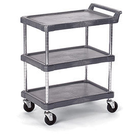 Economical Polymer Utility Carts - 28"Wx17"D Shelf - 3 Shelves 1119075