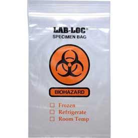 3-Wall Style Specimen Transfer Bag - Printed Biohazard 6"W x 9"L, Pkg Qty 1,000 1119138