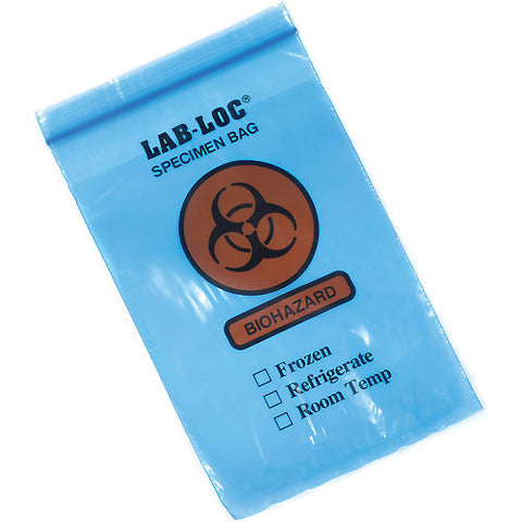 Blue Tint 3-Wall Style Specimen Transfer Bag - Printed "Biohazard" 6"W x 9"L, Pkg Qty 1,000 1119140