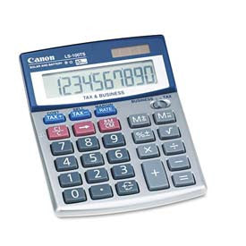 Canon® 10-Digit Calculator, LS100TS, Dual Power, 4" X 5-1/3" X 1-1/5", Blue 1119377