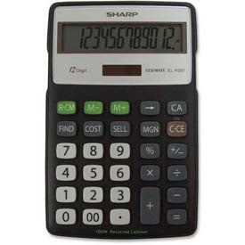 Sharp® 12-Digit Calculator, ELR287BBK, 4-1/3" X 6-7/8" X 3/4", Black/Silver 1119406