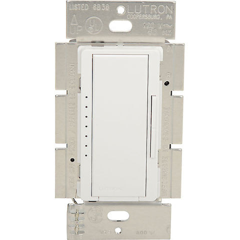 Lutron Digital Fade Dimmer, Single Pole, Multi-Loc, 120V, 1000W, Gloss, White 1119595