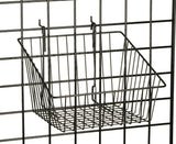 12" x 12" Metal Gridwall Slatwall Basket w/ Hooks - Black 119075-NEW