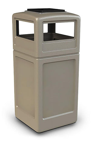 42 Gallon Outdoor Trash Can w/ Lid, Square - Beige 119200