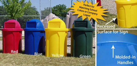 42 Gallon Outdoor Trash Can w/ Push Lid, Round - Red 119226