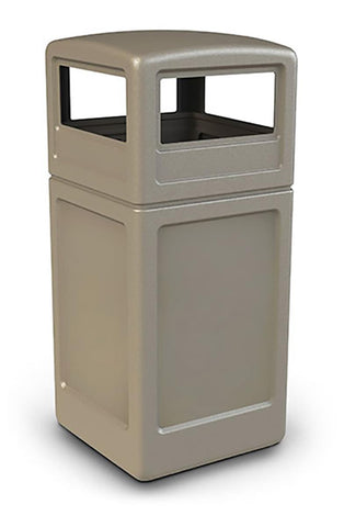 42 Gallon Outdoor Trash Can w/ Lid, Square - Beige 119228