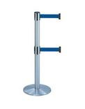 38" Chrome Stanchion Post with (2) 7.5' Retractable Belts - Blue 119368