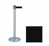 38" Silver Stanchion Post with 7.5' Retractable Belt - Black 119401