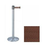 38" Silver Stanchion Post with 7.5' Retractable Belt - Brown 119405