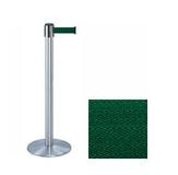 38" Silver Stanchion Post with 7.5' Retractable Belt - Dark Green 119406