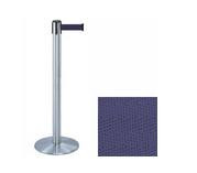 38" Silver Stanchion Post with 7.5' Retractable Belt - Navy Blue 119410