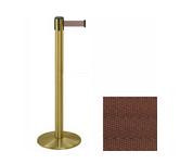 38" Brass Stanchion Post with 7.5' Retractable Belt - Brown 119416