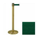 38" Brass Stanchion Post with 7.5' Retractable Belt - Dark Green 119417