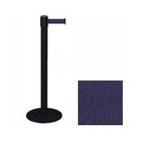 38" Black Stanchion Post with 7.5' Retractable Belt - Navy Blue 119432