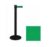 38" Black Stanchion Post with 13' Retractable Belt - Dark Green 119455