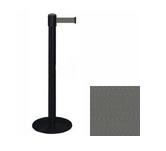 38" Black Stanchion Post with 13' Retractable Belt - Gray 119456