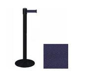 38" Black Stanchion Post with 13' Retractable Belt - Navy Blue 119459