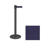 38" Wrinkle Black Stanchion Post w/ 13' Retractable Belt - Navy Blue 119470