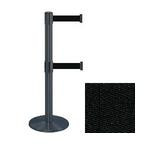 38" Black Stanchion Post with (2) 7.5' Retractable Belts - Black 119472