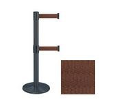 38" Black Stanchion Post with (2) 7.5' Retractable Belts - Brown 119476