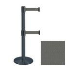 38" Black Stanchion Post with (2) 7.5' Retractable Belts - Gray 119477