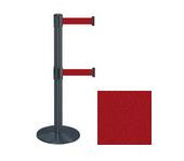 38" Black Stanchion Post with (2) 7.5' Retractable Belts - Maroon 119478
