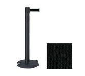39" Wrinkle Black Stanchion Post with 7.5' Retractable Belt - Black 119481