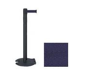 39" Wrinkle Black Stanchion Post with 7.5' Retractable Belt - Navy Blue 119489