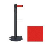 39" Wrinkle Black Stanchion Post with 7.5' Retractable Belt - Red 119490