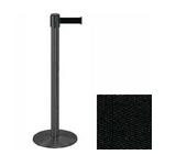 38" Wrinkle Black Stanchion Post with 7.5' Retractable Belt - Black 119491