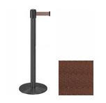 38" Wrinkle Black Stanchion Post with 7.5' Retractable Belt - Brown 119495
