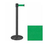38" Wrinkle Black Stanchion Post with 7.5' Retractable Belt - Green 119498