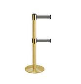 38" Brass Stanchion Post with (2) 7.5' Retractable Belts - Gray 119530