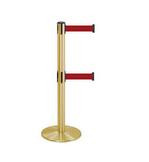 38" Brass Stanchion Post with (2) 7.5' Retractable Belts - Maroon 119532